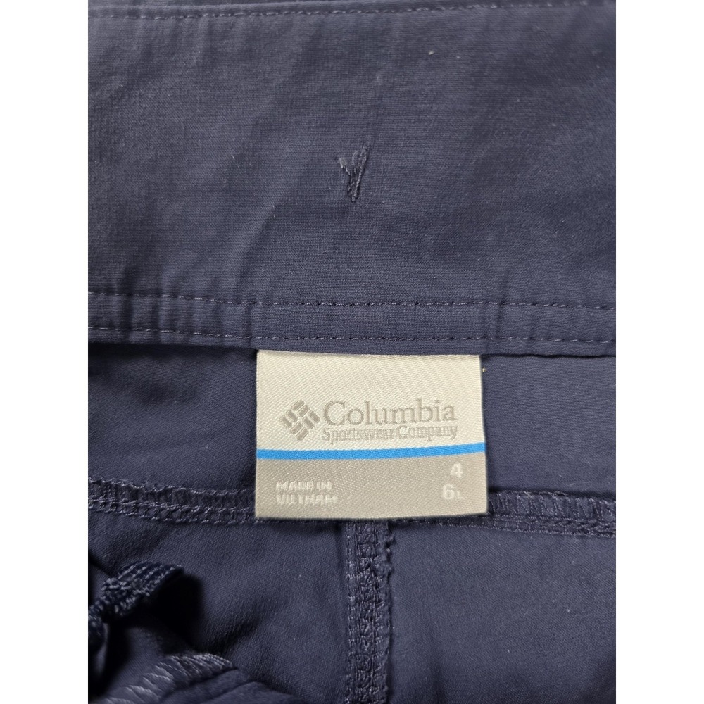 Columbia Shorts Womens 4 Blue Stretch Chino Hiking Nylon Blend Pockets Summer - Picture 7 of 10